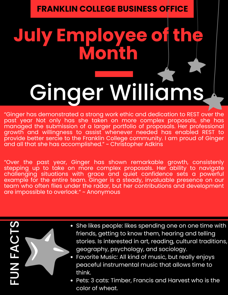 July 2025 Employee of the Month: Ginger Williams