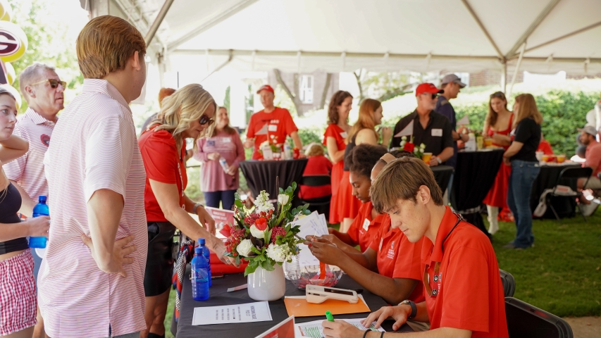 photo of people at registration table