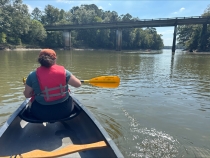 Photo of student kayaking