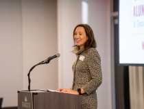photo of woman at podium