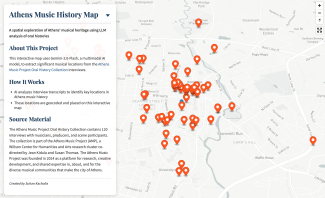 screenshot of interactive map, with text and place marks 
