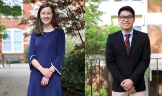 side-by-side photo of woman, left, and man