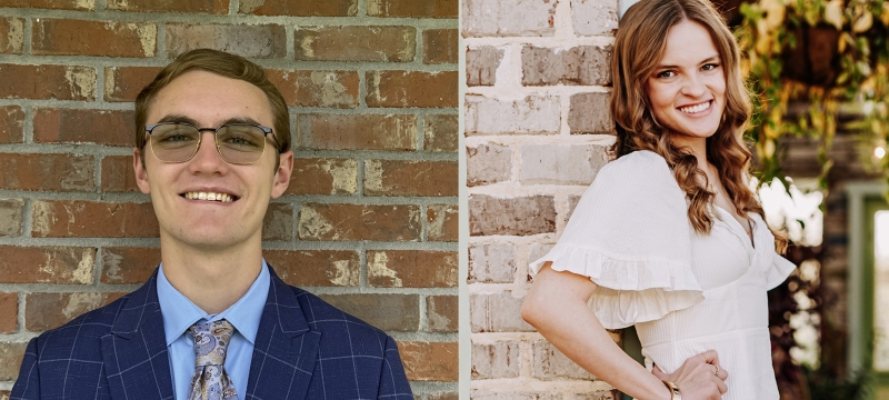 side-by-side photos of man, left, and woman