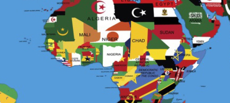 map with flags as country boundaries