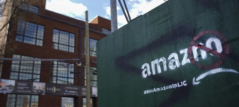 photo of Amazon protest sign