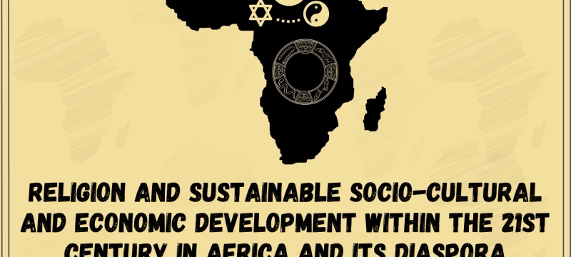 graphic with illustration of the African continent, text and QR code