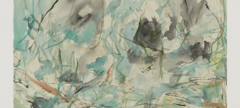 photo of water and graphite painting on paper