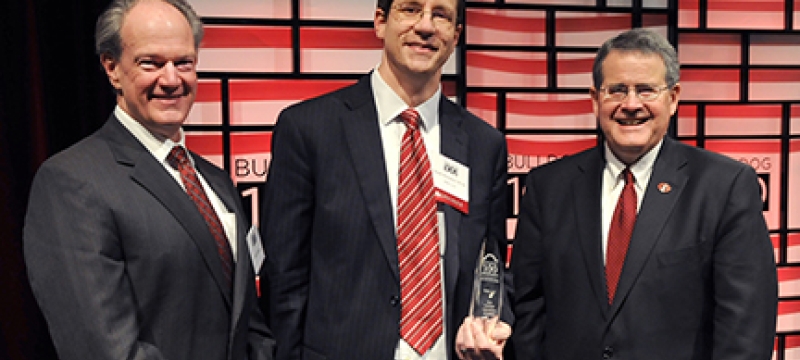 president, dean, with alumnus