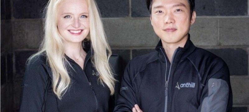 photo of woman, left, and man