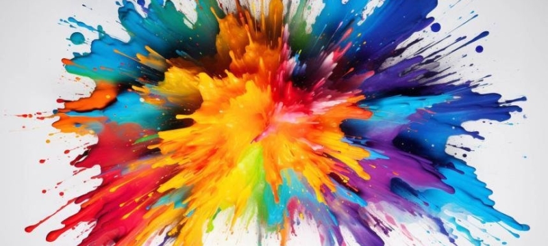 graphic image of splattered paint in many colors