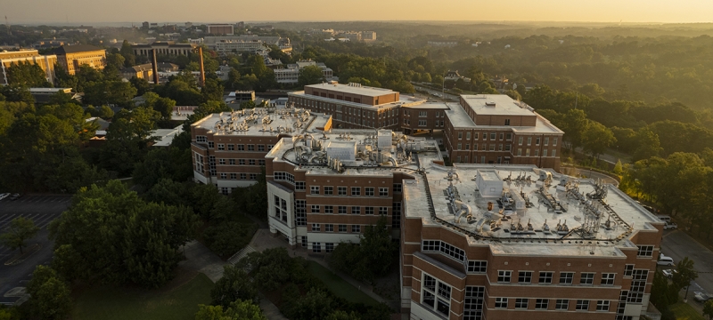photo of buildings, landscape at sunrise