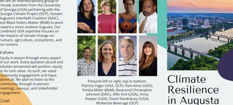 graphic with photos of people, bridges, text, and color swaths