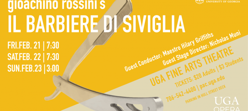 graphic in yellow with straight razor and text