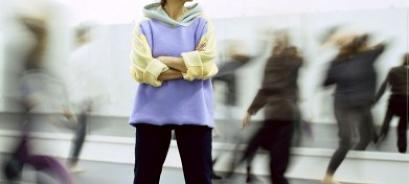 lerman in studio with dancers in motion.