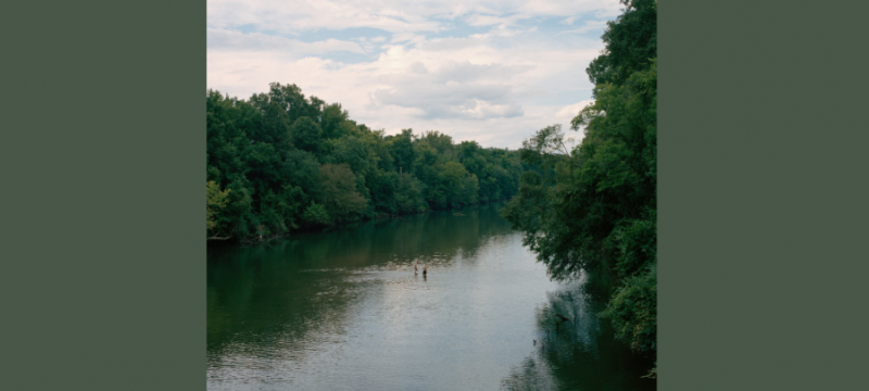 graphic with photo of river, trees, day
