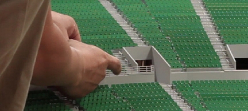 stadium sculpture in miniature, with hand