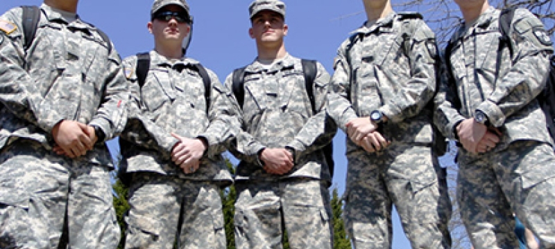 students in army fatigues, photo