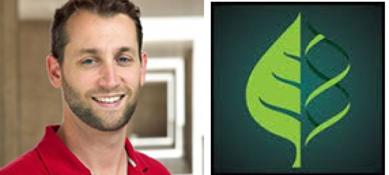 man, with plant center graphic