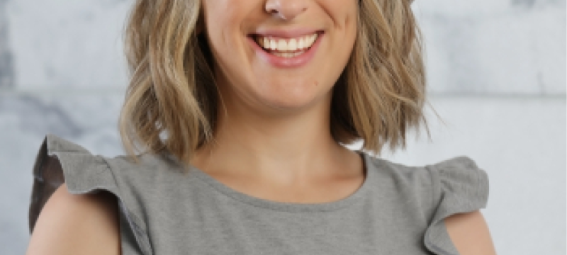 photo of woman, with graphic