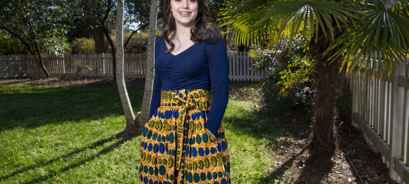photo of woman outside in a garden, day