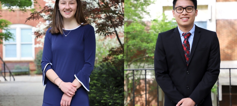 side-by-side photo of woman, left, and man