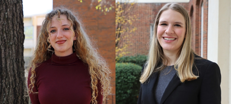 two photos of women, outdoors