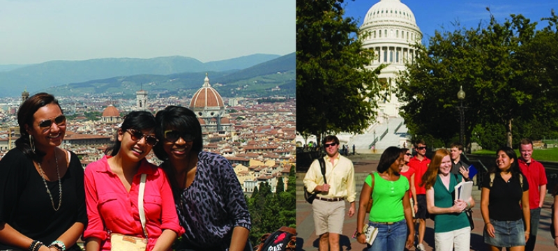 photo collage of Florence and Washington DC with students