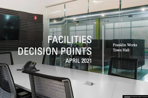 April Town Hall - Facilities Decisions Points title slide image