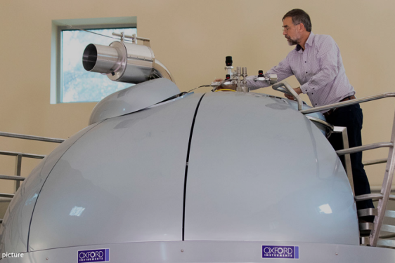 photo of man with MNR machine