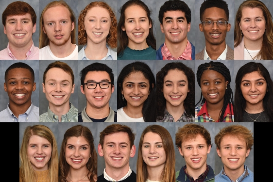 heads of 20 people in three rows