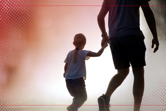 graphic with photo of adult holding child's hand 