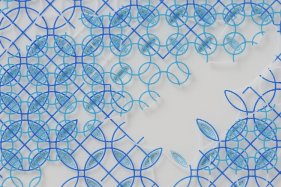 photo of blue geometric pattern drawing