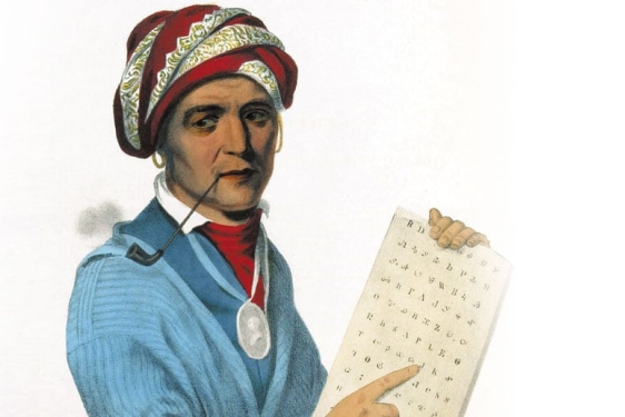 color lithograph image of man with pipe and paper with writing