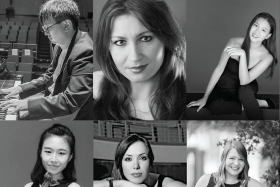 composite photo of six b/w photos of people 