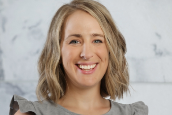 photo of woman, with graphic