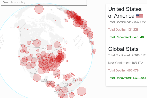screengrab of app graphic with red bubbles on map