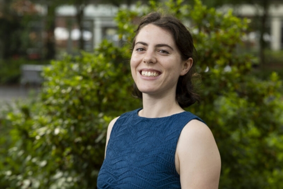 headshot photo of woman, outdoors