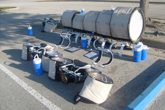 photo of drums and water bottles