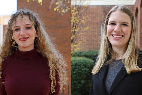 two photos of women, outdoors