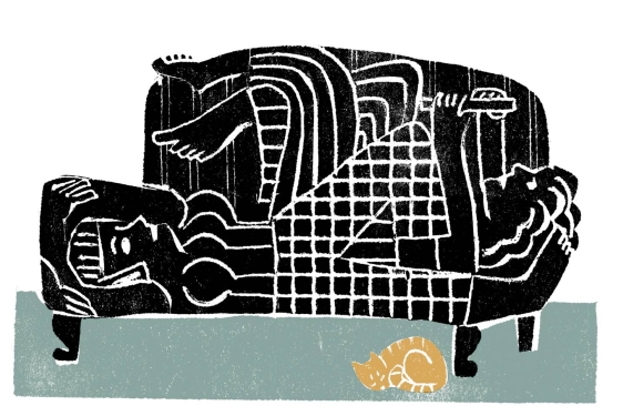 drawn graphic of two people on a couch